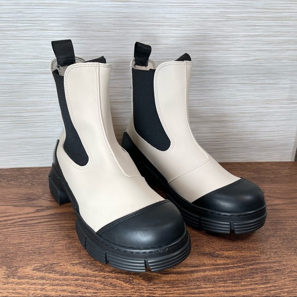GANNI Waterproof Recycled Rubber City Boot In Brazilian Sand Size 7 EU37 - Picture 5 of 15
